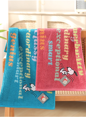 新款金号纯棉A类史努比中巾 全棉柔软吸水卡通情侣洗脸面巾SN1110