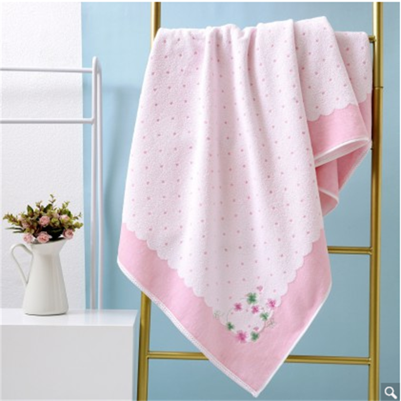 正品金号纯棉浴巾全棉无捻绣花精致典雅舒适男女孕产妇大毛巾3959