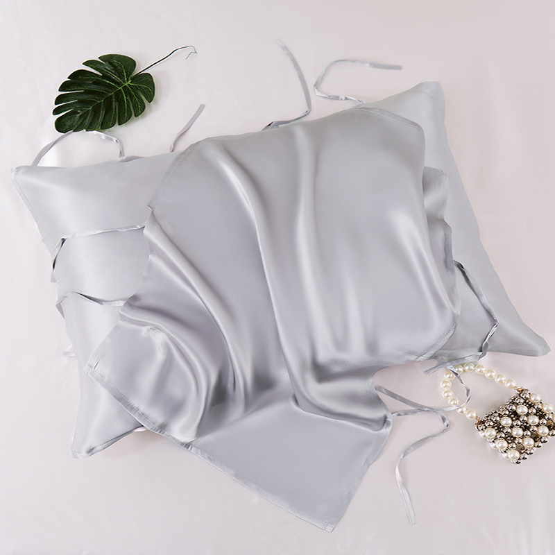 40姆重磅纯真丝枕巾100%桑蚕丝枕头巾单人防螨抗菌枕巾礼盒装一对