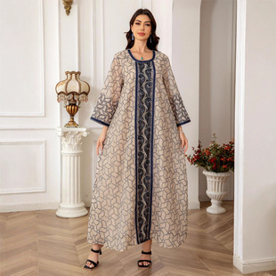 阿拉伯长袍女大摆连衣裙中东迪拜阿布扎比沙漠旅游穿搭袍子穆斯林