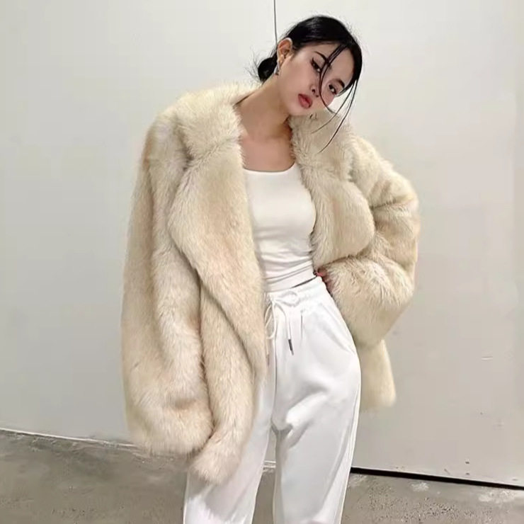 欧美风仿皮草外套女秋冬宽松加厚毛绒大衣跨境外贸高级感毛毛上衣