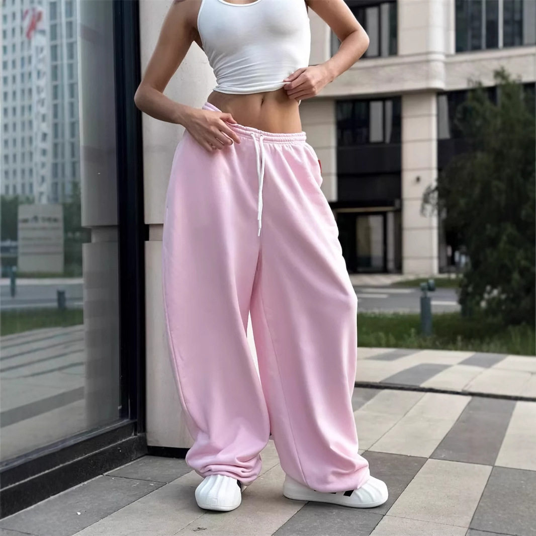 美式休闲运动裤女卫裤跨境外贸春秋宽松阔腿jazz街舞爵士舞长裤子