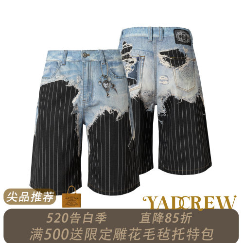 YADcrew3D打印破洞牛仔短裤