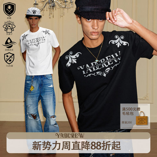 YADcrew巴洛克厚板短袖T恤男