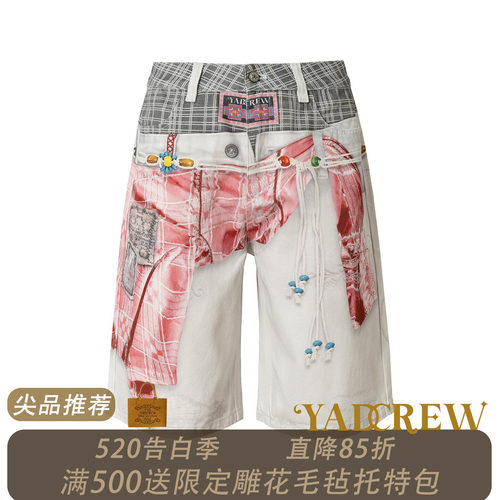 YADcrew民族风3D打印七分裤