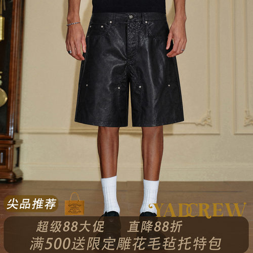 YADCREW黑色泼墨做旧工装短裤