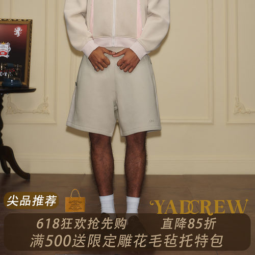 YADcrew括号拼图印花针织短裤美式运动风五分裤男夏季休闲多色