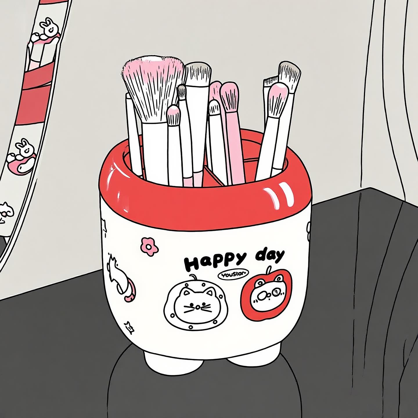 化妆刷收纳桶梳妆台桌面口红眉笔眼影刷整理架高颜值可爱分格笔筒