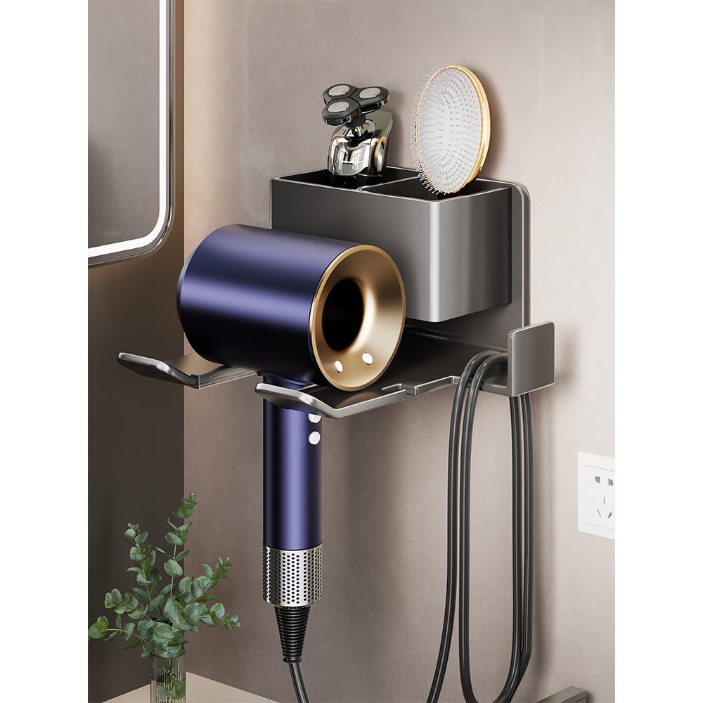 吹风机置物架卫生间洗漱台免打孔墙上电吹风收纳架多功能储物挂架