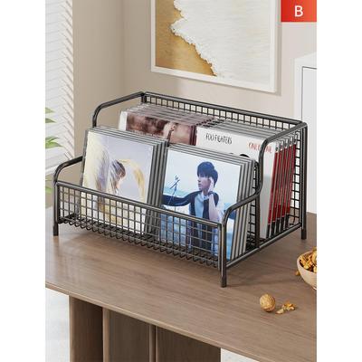 CD收纳架碟片黑胶唱片展示架桌面光盘磁带置物架铁艺多功能存放架