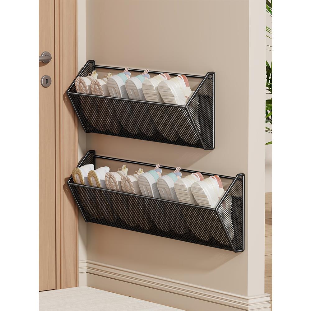 门后悬挂鞋架简约壁挂免打孔放鞋架浴室拖鞋收纳架卧室铁艺放鞋柜