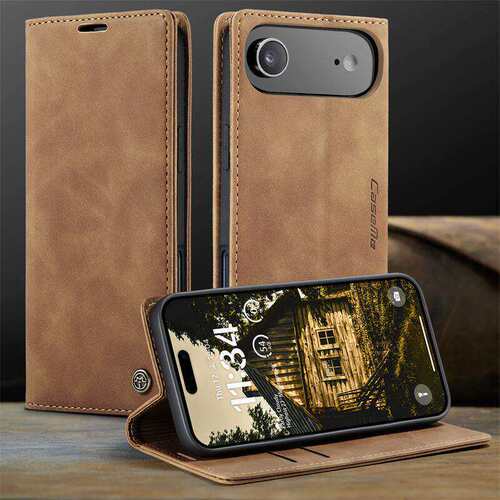 适用苹果17壳17E/16E真皮皮夹iPhone17Promax翻盖插卡保护套16plu