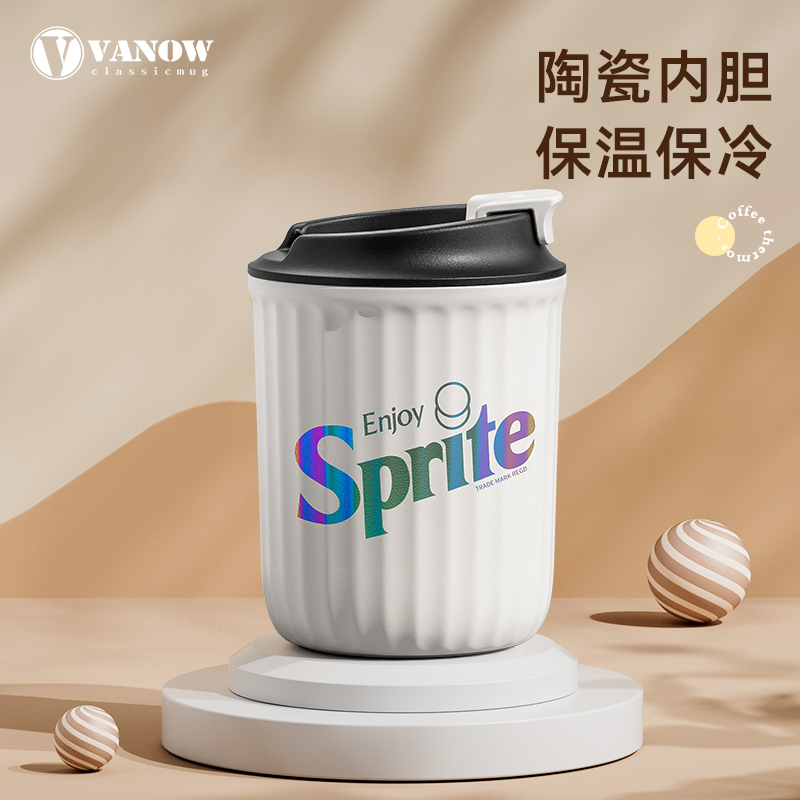 雪碧正版联名陶瓷内胆咖啡保温杯
