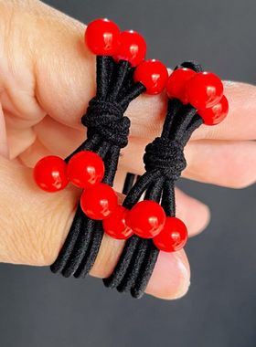 黑色高弹红豆皮筋扎头发头绳皮筋成人儿童简约扎头发马尾发圈耐用