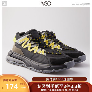 VGO休闲时尚潮流老爹鞋牛皮革耐磨春秋季运动鞋新款休闲鞋男鞋ins