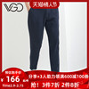 VGO男士休閑褲春夏寬松潮牌青年藍色時尚簡約褶皺直筒褲子男