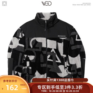 VGO棉服男士外套立领潮牌秋冬棉袄厚棉衣宽松绵羊毛男生新款冬装