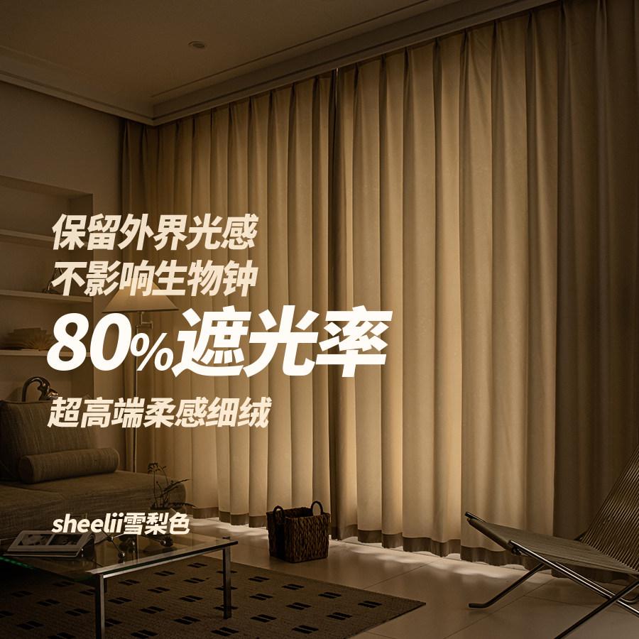 半遮光绒面阳台客厅高端窗帘隔断