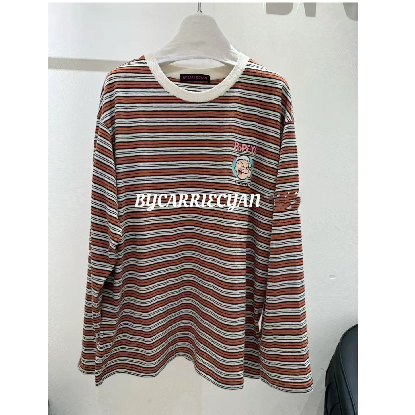 【DY】意大利红标条纹针织长袖T恤16s特防竹节色织时髦减龄缪系风