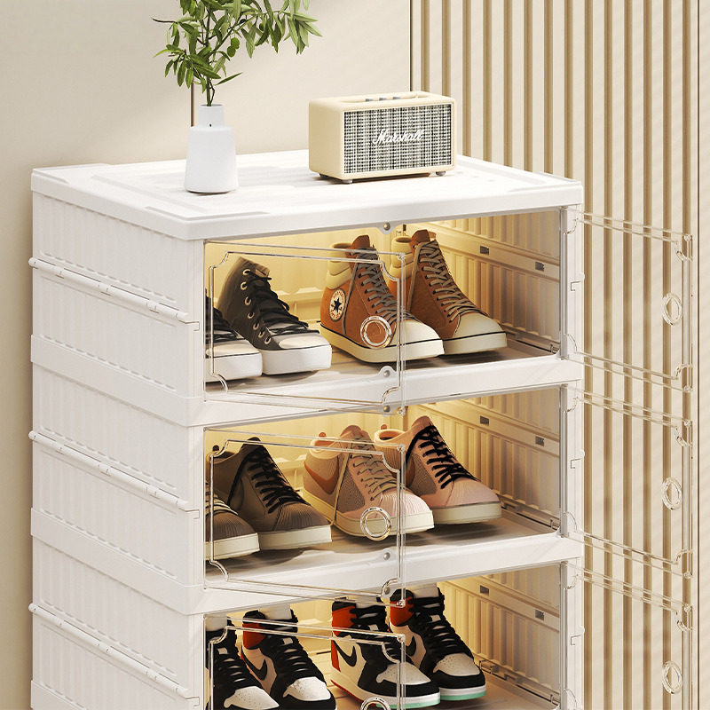 鞋子收纳神器省空间鞋柜塑料家用免安装可折叠鞋架鞋盒收纳盒透明