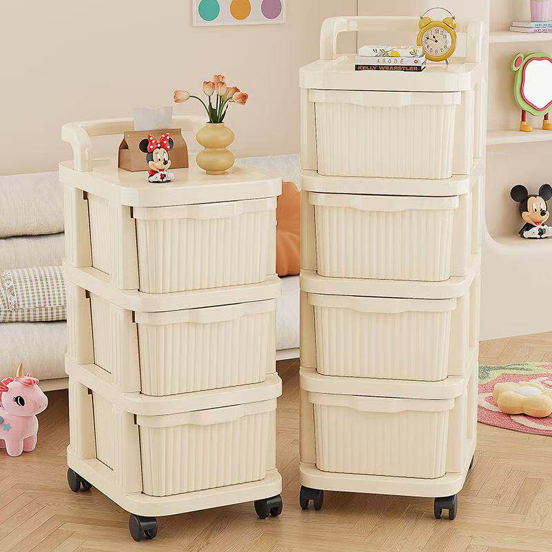 小推车零食架子置物架落地抽屉式家用多层婴儿收纳玩具杂物储物柜