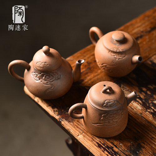 陶迷粗陶祥云壶老岩泥茶壶