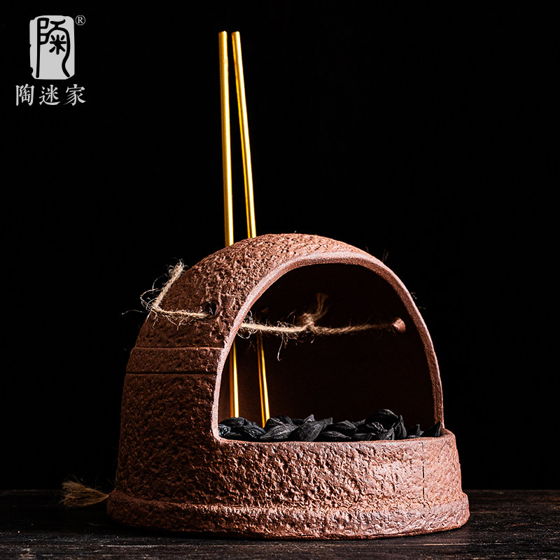 陶迷粗陶青穹炭钵橄榄炭龙眼炭收纳盒中式陶瓷围炉煮茶烧水碳配件