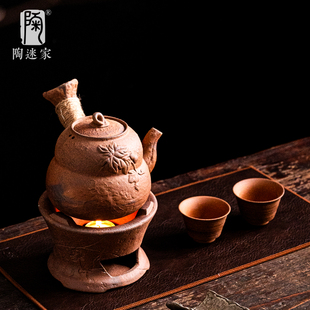 陶迷粗陶家用碳炉侧把壶围炉煮茶熬药耐高温陶瓷复古中式 功夫茶具