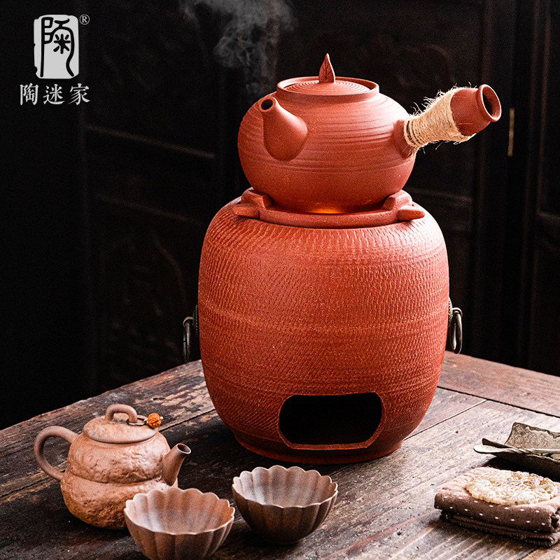 陶迷朱泥侧把烧水壶红泥陶土碳炉家用室内围炉煮茶耐高温户外烧烤,餐饮具,煮茶炉,淘宝优惠券,粉丝福利购,淘宝优惠卷