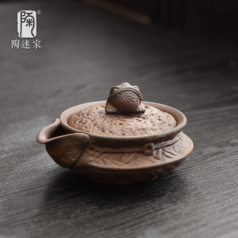 陶迷老岩泥原矿手抓壶粗陶复古泡茶壶陶瓷金蝉宝瓶壶中式单壶茶具