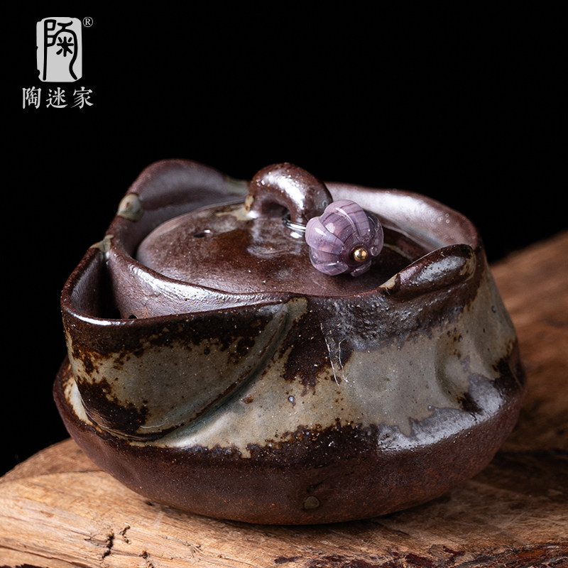 陶迷清水柴烧宝瓶壶窑变陶瓷手抓壶创意装饰小容量茶壶功夫茶具