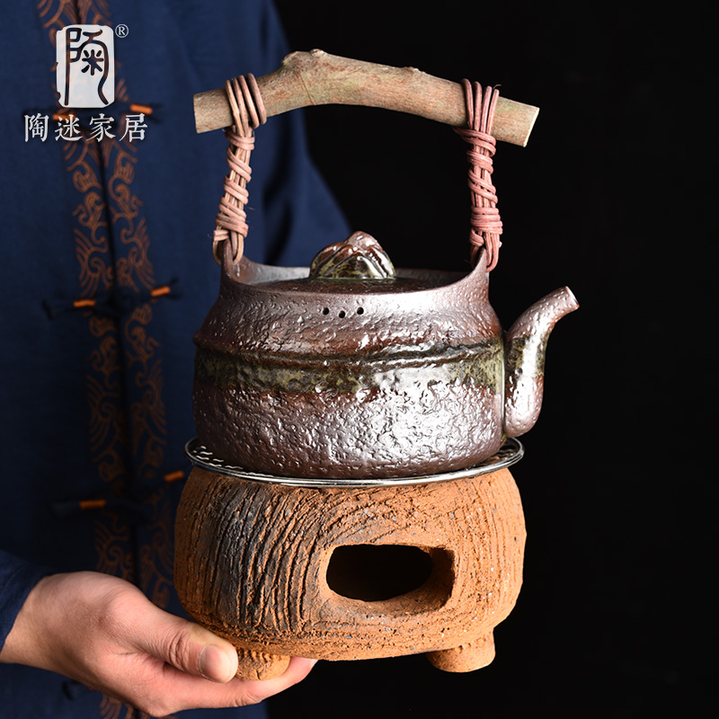 陶迷木柄提梁壶围炉煮茶器