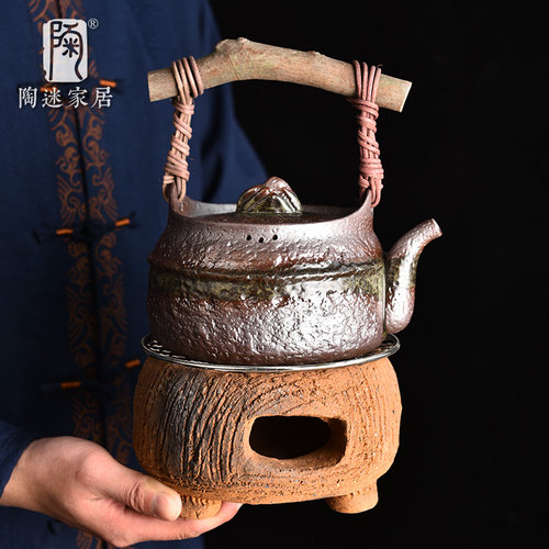 陶迷木柄提梁壶围炉煮茶器
