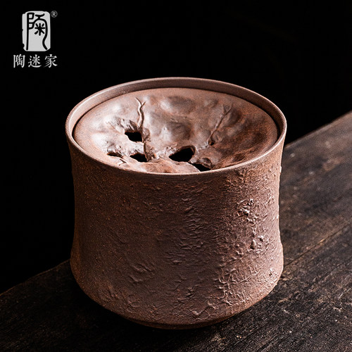无釉粗陶建水茶台桌面废水茶渣桶