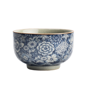 陶迷青花黄汝窑茶杯大容量主人杯复古陶瓷开片可养品茗杯单杯茶具
