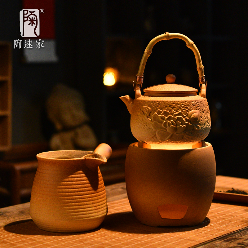 陶迷围炉煮茶可干烧茶壶罐罐茶耐高温陶瓷提梁壶碳炉底座家用烧烤