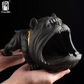 陶迷卡通狗烟灰缸爱创意陶瓷大烟缸带盖个性 潮流防风防飞灰