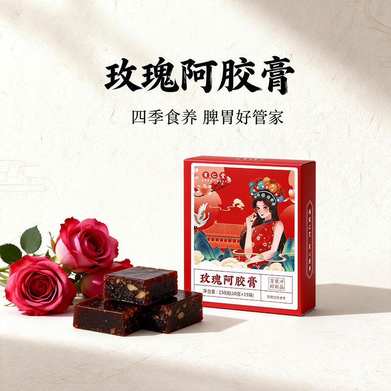 新品-有仁堂玫瑰阿胶膏气血茯苓枸杞百合小袋装