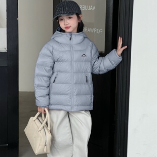 2025冬季新款儿童轻薄款羽绒服男童女童连帽白鸭绒90学生保暖外套