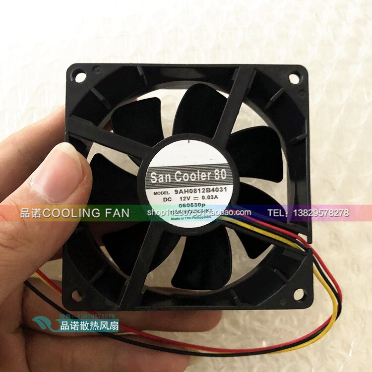 三洋 9AH0812B4031 8025 12V 0.03A 8CM 超静音 双滚珠 机箱风扇