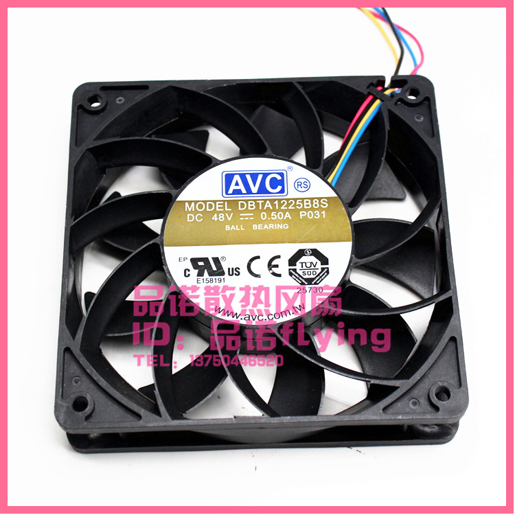 AVC全新原装 12CM 12025 48V0.50A 双滚珠服务器风扇 DBTA1225B8S