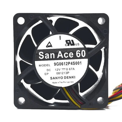 三洋SANYO 9G0612P4S001 12V 0.67A 6CM 散热风扇6025 4线PWM调速