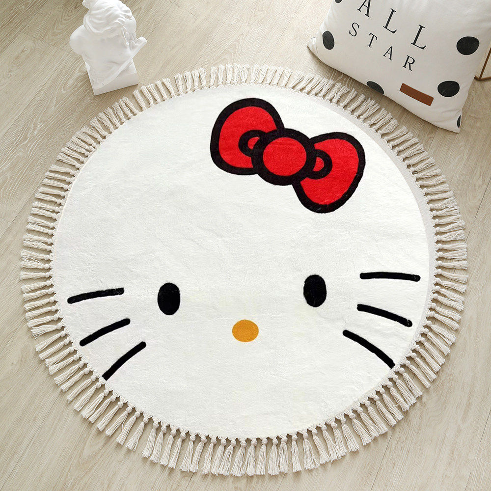 卡通helloKitty卧室客厅衣帽间电竞椅圆形地毯田园少女衣帽间环保