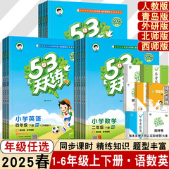 2025春新版五三53天天练一年级二三四五六上下册语文数学英语人教版RJ五四青岛版六三外研版小学同步练习册课堂五三练习册辅导
