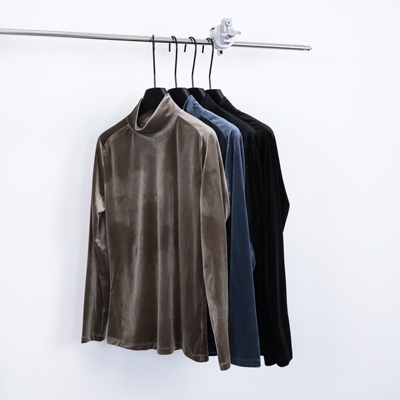 长袖半高领时尚潮流金丝绒T恤