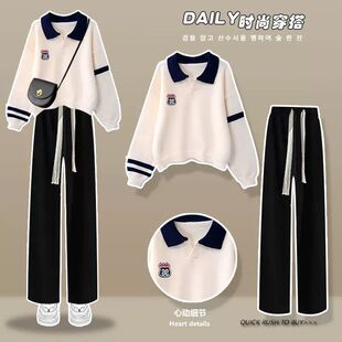 女童巨好看polo卫衣套装2026新款春装中大童小香风休闲裤子两件套