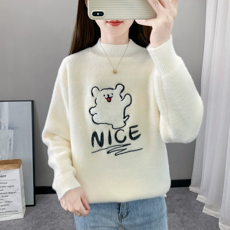 女童洋气时髦秋冬加厚毛衣2025新款冬季中大童装半高领白色打底衫