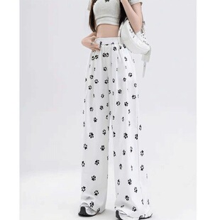 女童童装秋冬加绒韩系新款可爱KT猫阔腿裤小众直筒休闲裤子