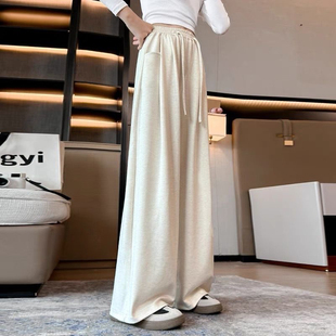 黑灰色糯米裤休闲裤中大童女裤春秋2025款宽松阔腿裤显瘦直筒裤子