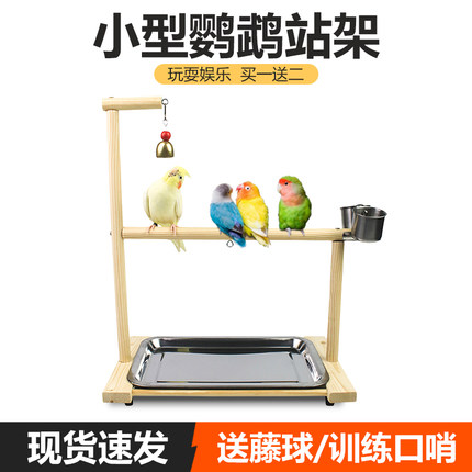 玄凤牡丹和尚八哥小太阳鹦鹉桌面训练落地实木中小型鸟站架子脚链